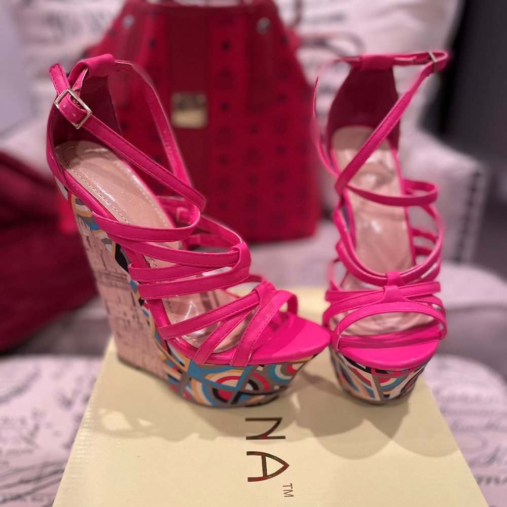 Sandals Pink Cork Wedge